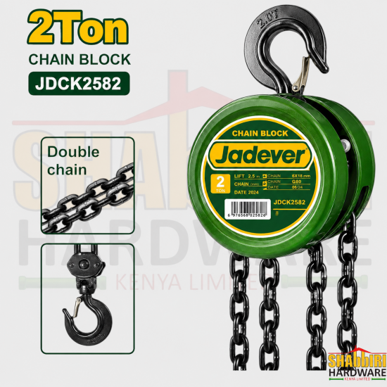 JADEVER 2 Ton Chain Pulley Block – Manual Chain Block Hoist 2000kg | Shabbiri Hardware Kenya