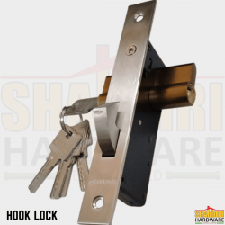ROMANS Hook Lock Body 30mm SUS 304 Stainless Steel – Mortise Sliding Door Hook Bolt Lock with 3 Keys & Cylinder