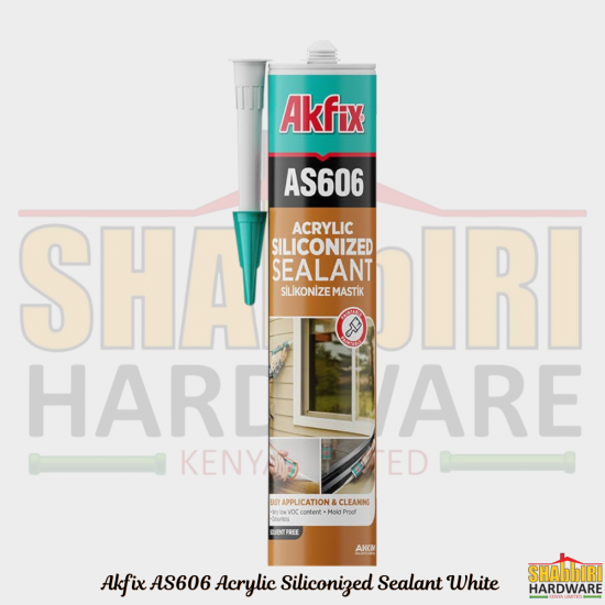 Akfix AS606 Acrylic Siliconized Sealant White 310ml (560g) – Paintable Waterproof Gap & Crack Filler | Shabbiri Hardware Kenya