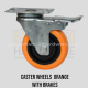 CASTER WHEEL 2'' ORANGE WITH BRAKES