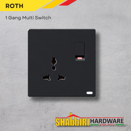 MODERN SINGLE SOCKET MULTI SWITCH - BLACK