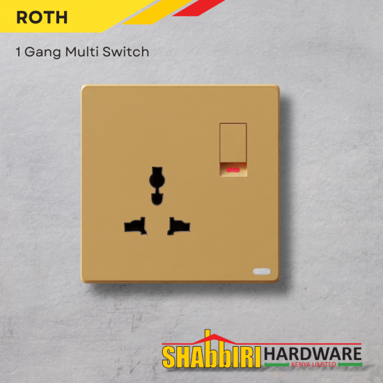 MODERN SINGLE SOCKET MULTI SWITCH - GOLD MODERN SINGLE SOCKET MULTI SWITCH - GOLD