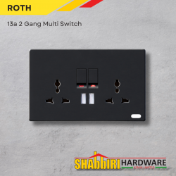 MODERN TWIN SOCKET WITH USB - BLACK