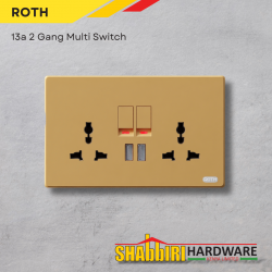 MODERN TWIN SOCKET WITH USB - GOLD
