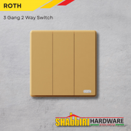 MODERN 3 GANG 2 WAY SWITCH - GOLD