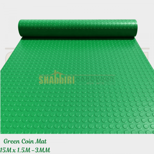 Green Coin Mat Flooring Roll – 3mm Heavy Duty Anti-Slip Floor Mat 15m x 1.5m Kenya