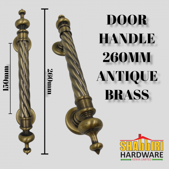 DOOR HANDLE ANTIQUE BRASS FINISH 260mm