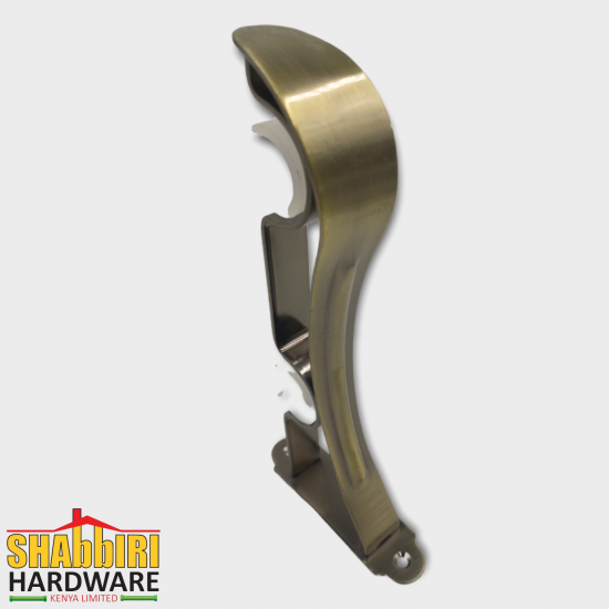 CURTAIN ROD BRACKET DOUBLE WITH PLASTIC HOLDER  ANTIQUE BRASS