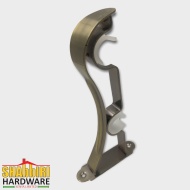 CURTAIN ROD BRACKET DOUBLE WITH PLASTIC HOLDER  ANTIQUE BRASS