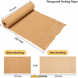 Honeycomb Packing Paper Roll 15" x 300ft – Eco-Friendly Kraft Cushioning Wrap