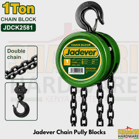JADEVER 1 Ton Chain Pulley Block – Manual Chain Block Hoist 1000kg | Shabbiri Hardware Kenya