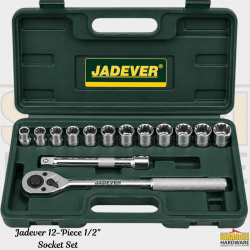 JADEVER 12-Piece 1/2" Socket Set JDST2212 – Chrome Vanadium Ratchet & Socket Kit | Shabbiri Hardware Kenya