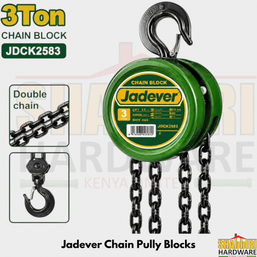JADEVER 1 Ton Chain Pulley Block – Manual Chain Block Hoist 1000kg | Shabbiri Hardware Kenya