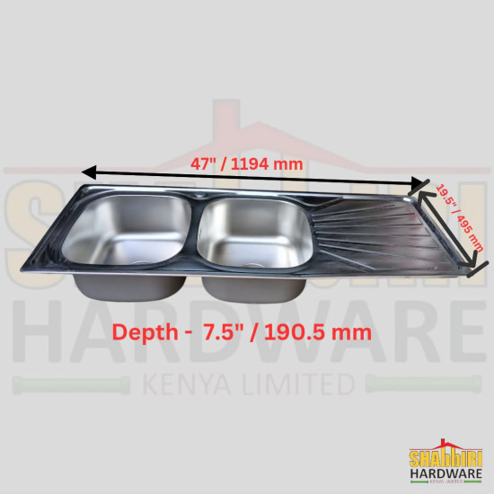 KITCHEN SINK (HD) Double Bowl Single Drain 