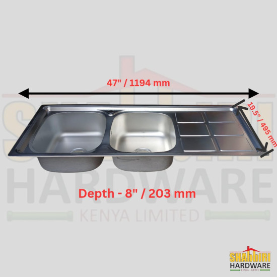 KITCHEN SINK Double Basin Single Drain (HD)