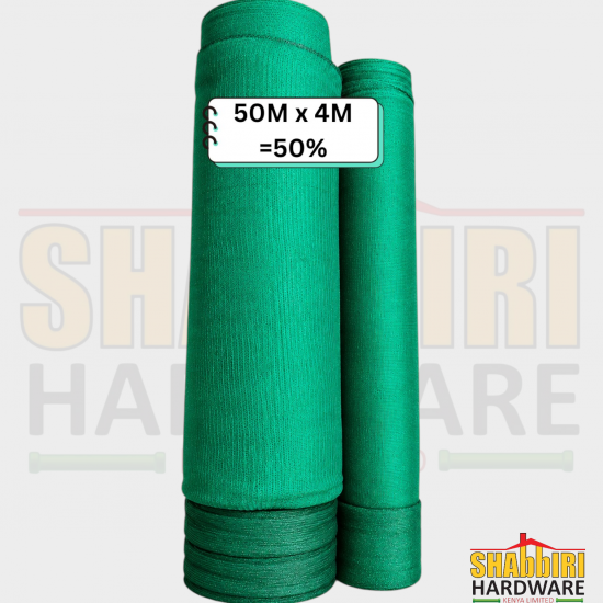 Green Shade Net 50% – 50m x 4m | UV Sun Protection Net for Farm, Greenhouses & Outdoor Shade in Nairobi Kenya