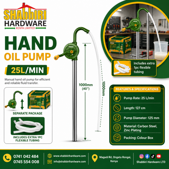 JADEVER Hand Oil Pump 25L/min – Manual Oil Drum Transfer Pump | Shabbiri Hardware Kenya