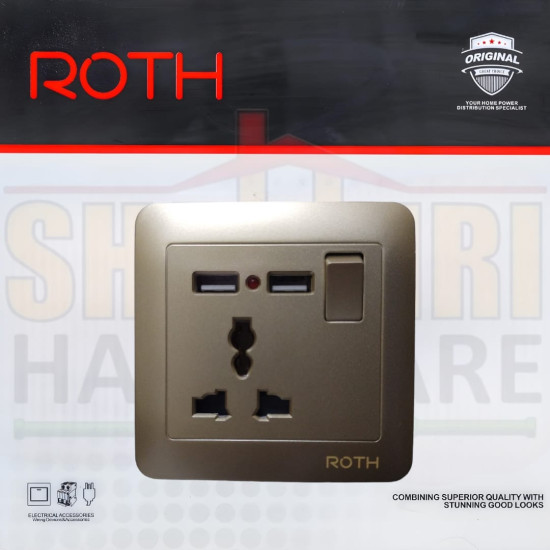 SINGLE SOCKET WITH USB UNIVERSAL ROTH