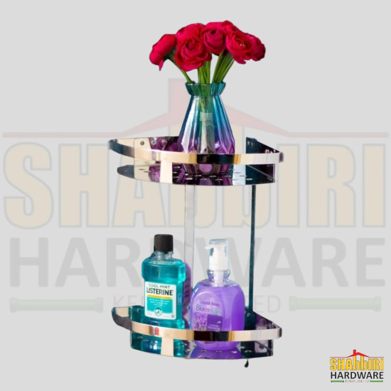 DOUBLE WIRE CORNER SHELF (SS304 - ROUND HOLES)