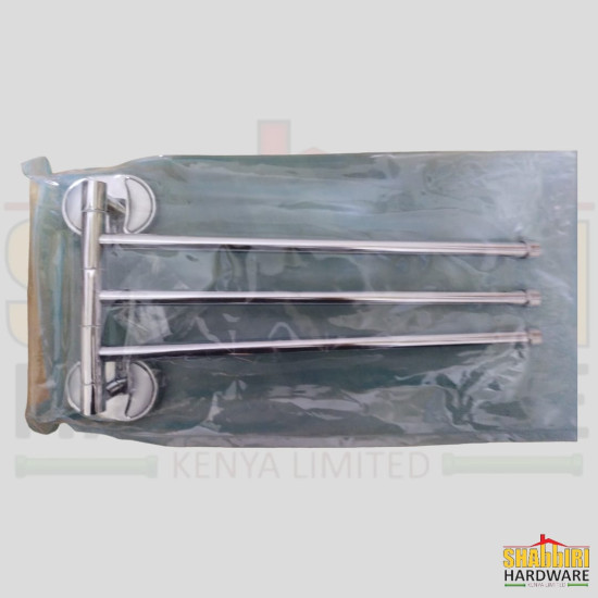 WALL MOUNTED BATHROOM/KITCHEN TOWEL HOLDER WITH 3 SWIVEL BARS
