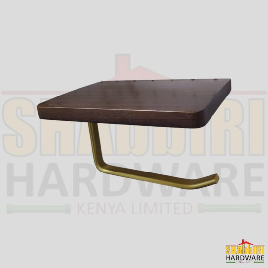 TOWEL/NAPKIN HOLDER - WOODEN BROWN & GOLD