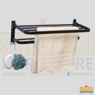 TOWEL SHELF WITH A TOWEL BAR 60CM BLACK S050B