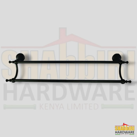 HIGH DENSITY DOUBLE TOWEL BAR BLACK - 60CM