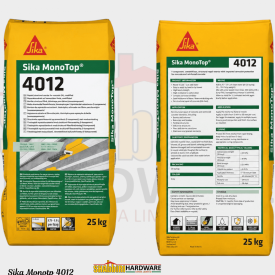Sika MonoTop-4012 25kg – Fibre-Reinforced Concrete Repair Mortar