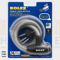 SOLEX Cable Lock No. 3310 – 12mm x 1 Metre Anti-Pick Steel Security Cable Lock (Bike, Motorbike, Gate & Equipment)