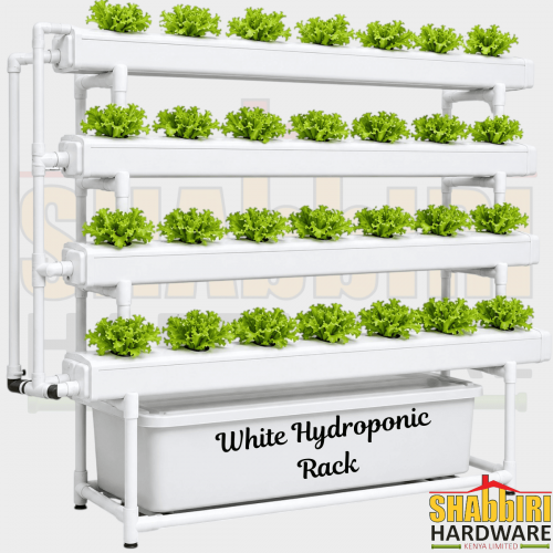 White Hydroponic Rack – Soilless Farming Grow Rack for Vegetables, Herbs & Greenhouse Farming in Kenya | Shabbiri Hardware
