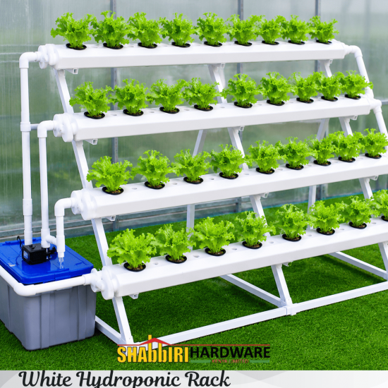 White Hydroponic Rack – Soilless Farming Grow Rack for Vegetables, Herbs & Greenhouse Farming in Kenya | Shabbiri Hardware
